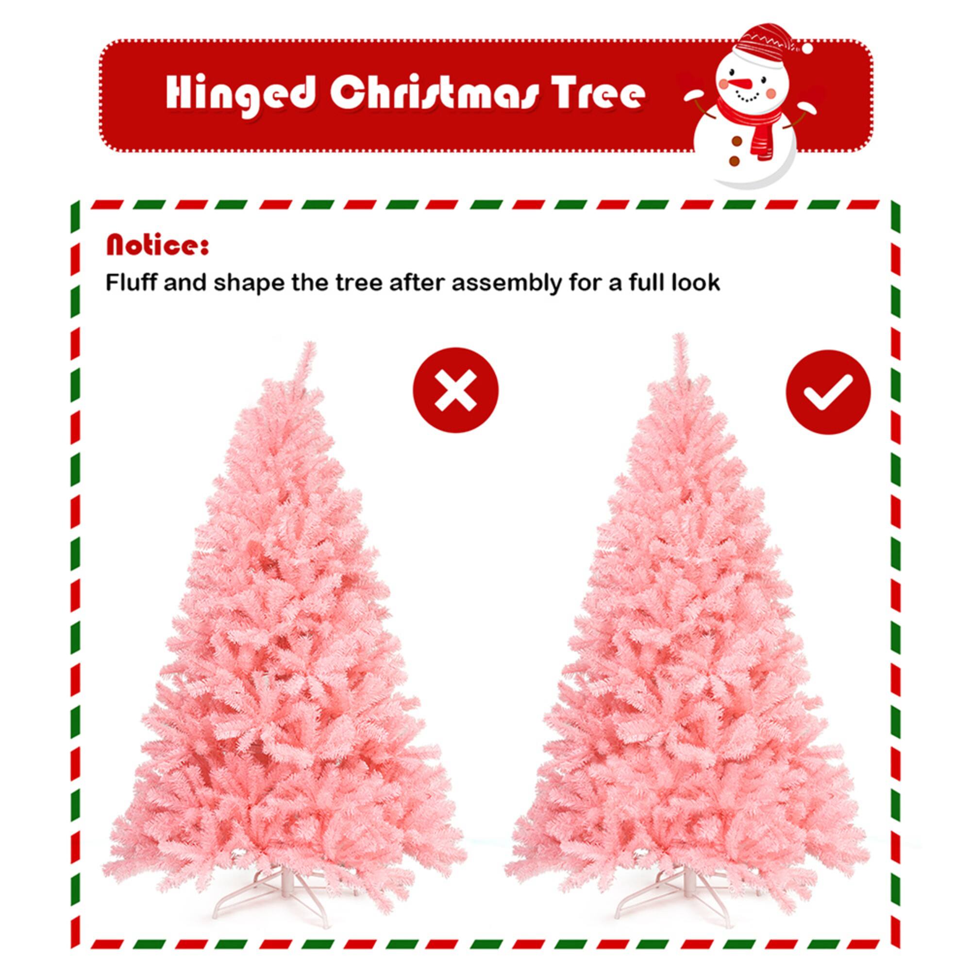 Costway 7.5ft. Unlit Pink Full Fir Artificial Christmas Tree